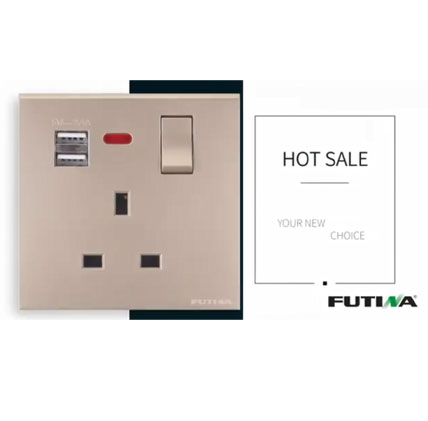 Futina, interruptor estándar británico, dispositivo de cableado de enchufe tipo Reino Unido, tipo N21, gran basculante