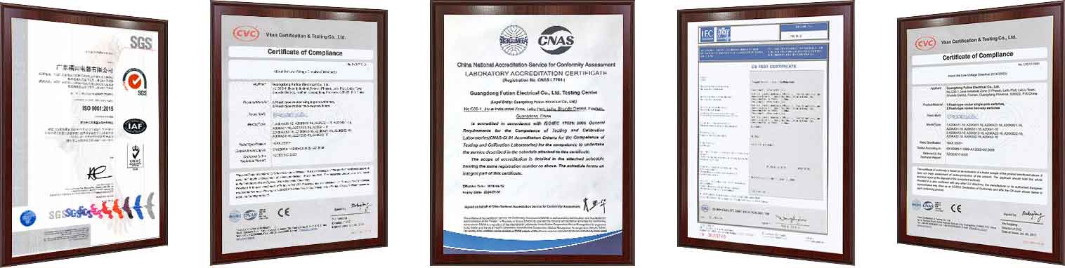 Certificados de calidad de los dispositivos de cableado de Futina